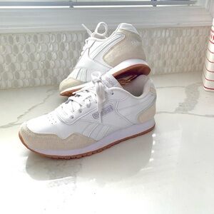 REEBOK Women’s Classic White Sude/Leather Sneakers